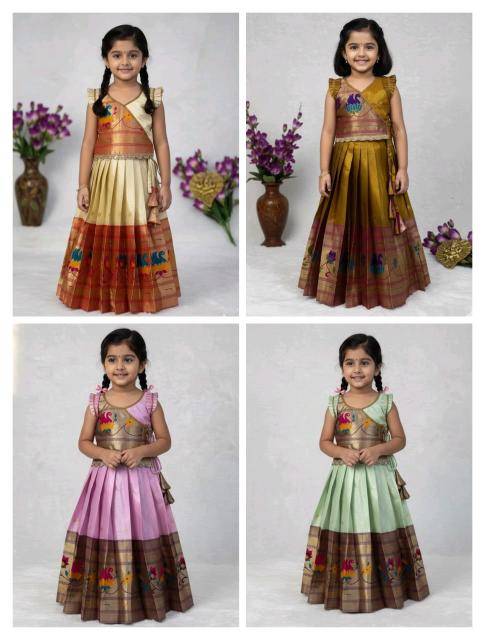 NEW LAUNCING PAITHANI KIDS LEHENGA CHOLI simmer silk Wholesale kids wear market in Ahmedabad
